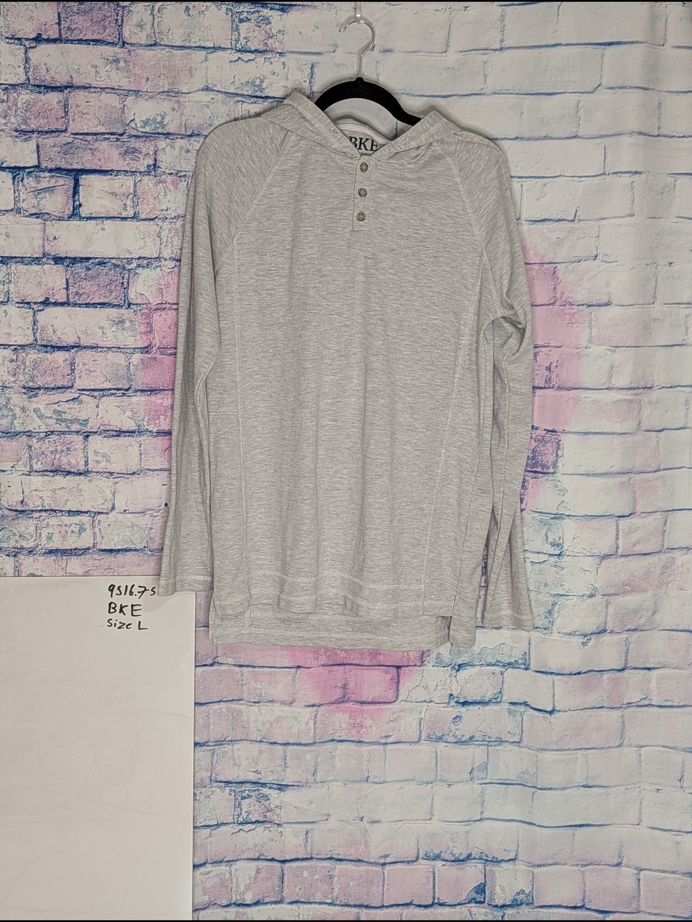 BKE Light Gray Hooded Henley Shirt